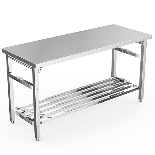 24 x 60 Inch Stainless Steel Folding Table for Prep & Work, NSF ...