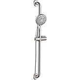BRIGHT SHOWERS Slide Bar Shower Set with Handheld Shower Head, ADA-Compliant Stainless Steel Grab Bar, Adjustable Height and 
