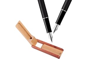 INOOMP Wooden Single Pen Box Rustic Solid Wood Fountain Pen Case Office Desk Organizer