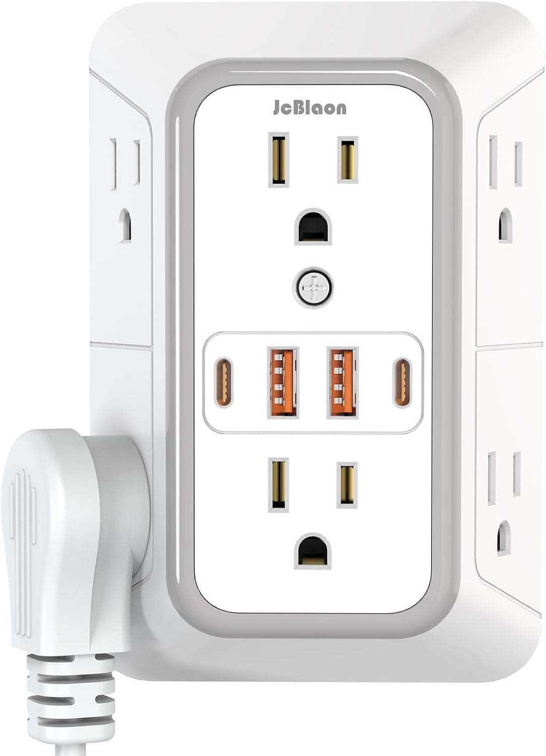 Photo 1 of USB Wall Charger Power Strip Surge Protector with 4 USB Ports (2 USB C) Plug Extension Multiple Outlets Plug Extension Multi Outlet Plug in Adapter Spaced Outlets for Home Office Travel,White (White)
