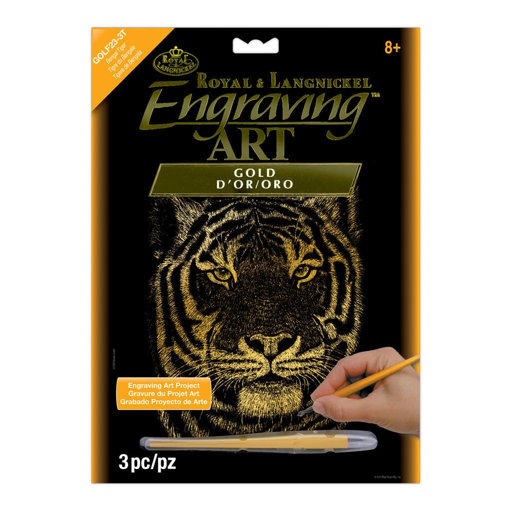 Royal & Langnickel Gold Engraving Art A4 Size Bengal Tiger Designed Painting Set