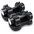 Ativafit 27.5/66/88LBS Pair Adjustable Dumbbell Set with Anti-slip Handle 12 In 1 Quick Dial Adjustment Weights With Safety Locking Button Space Saving Strength Training for Full Body Home Gym Workout