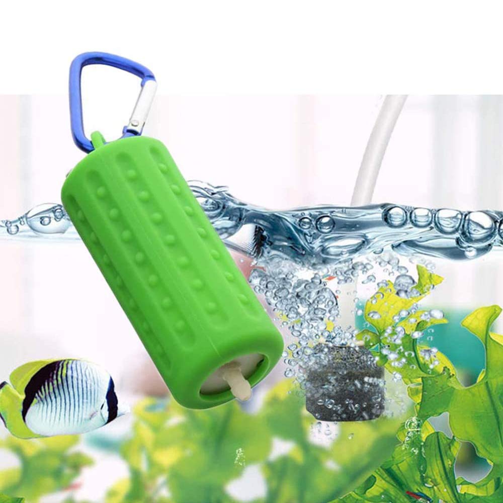 Aquarium Air Pumps, NEKOSUKI Mini USB Ultra Silent Aquarium Fish Tank Oxygen Air Pump with Air Stone and Silicone Tube, High Efficiency, Energy Saving, Plug and Play, 5V (Green)