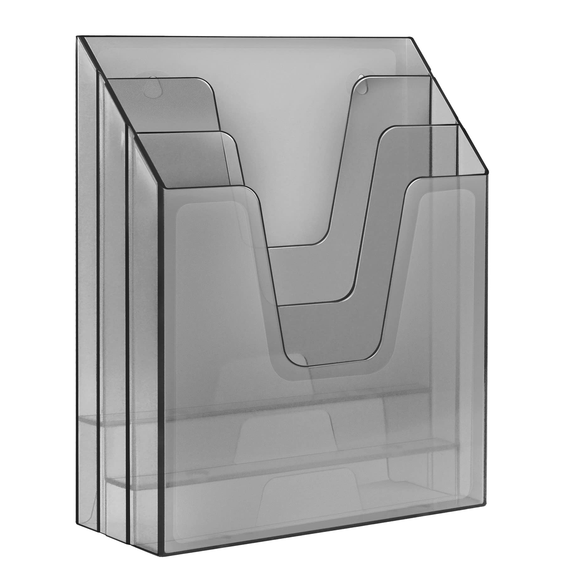 Acrimet Vertical Triple File Folder Holder Organizer, File Sorter (Plastic) (Smoke Color)