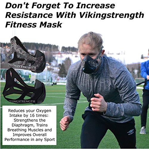 Vikingstrength Fitness Mask Pro - For Running, Biking and Fitness, With Adjustable Resistance, High Altitude Elevation Mask for Training (Green digital camo)