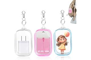 XCOSHAY Hand Sanitizer Spray Clear Case for touchland 1FL OZ/30ml, 3 Pack Blind Box Keychain, Figures Display Bag, Zippered Pouch, Mini Makeup Bag, with Keychain Snap Hook (Pink & Blue & Clear)