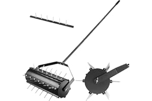 Rolling Lawn Aerator, Manual Lawn Aerator Heavy Duty with Ergonomic Handle, Sand/Stone Filled for Yard, Garden, Lawn Health C