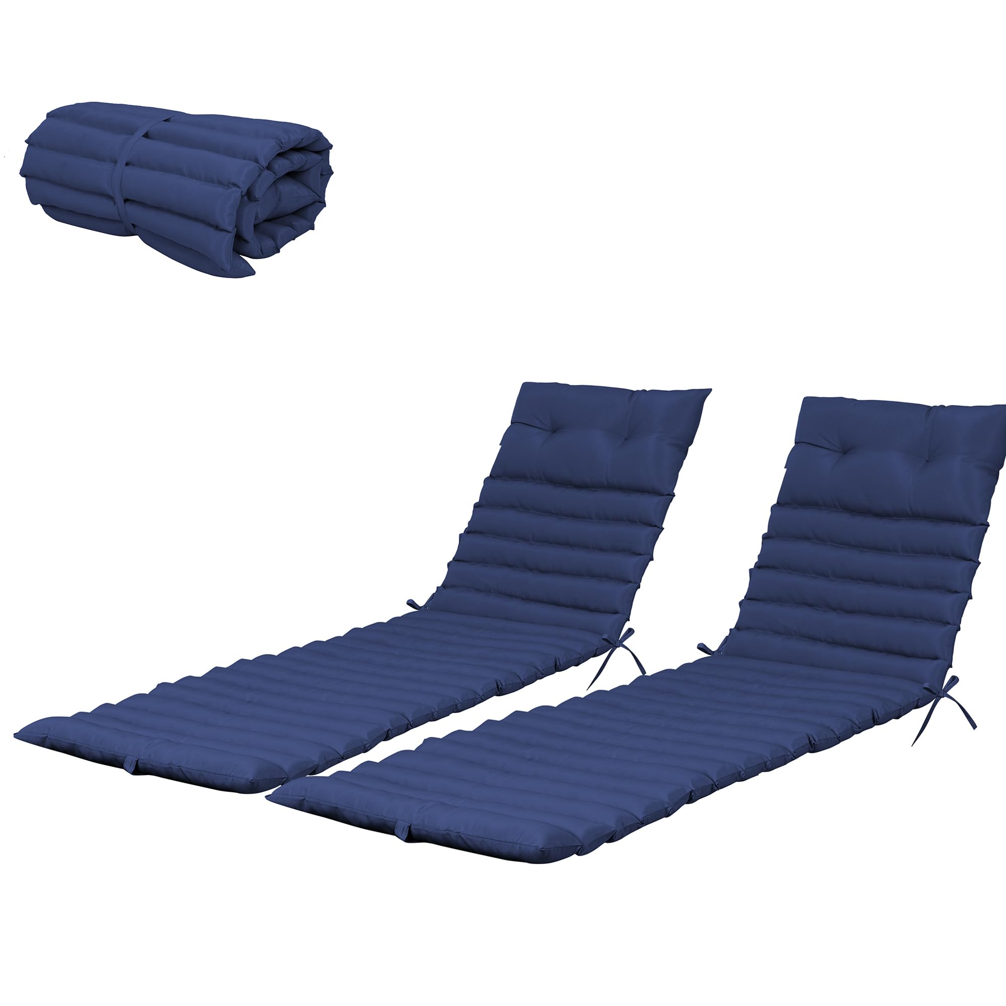 Photo 1 of PERFECT GARDEN Chaise Lounge Cushions Outdoor Waterproof,Lounge Chair Cushion for Outdoor Furniture, Patio Foldable Chaise Cushions for Garden Pool 76 * 23inch (Navy Blue, 2-Pcs Set)