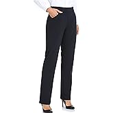 Oalka Women's Dress Pants Straight Leg Yoga Work Stretchy Pant for Office Business