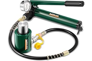 Newhai 20 ton 2” Hydraulic Ram Jack+ cp-180 Hand Pump with Pressure Gauge Hydraulic Porta Power 20 ton Kit Low Profile Short Cylinder