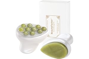 BEAUTYFACTOR Ice Roller for Face，Jade Roller & Gua Sha Facial Massage Tools for Skin Care Routine and Puffiness for Women