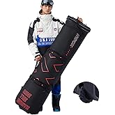 XCMAN Padded Snowboard Bag with Wheels- Snow Ski Bags for Air Travel Adjustable Length 61-70In Large Capacity with Water-Resistant