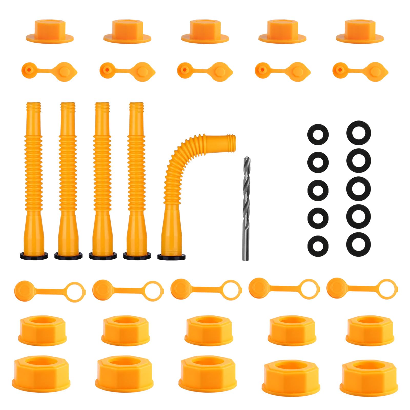 Photo 1 of 5 Pcs Gas Can Spout Replacement Kit | Flexible Leak-Proof Nozzle for 1/2/5/10 Gal Oil Cans