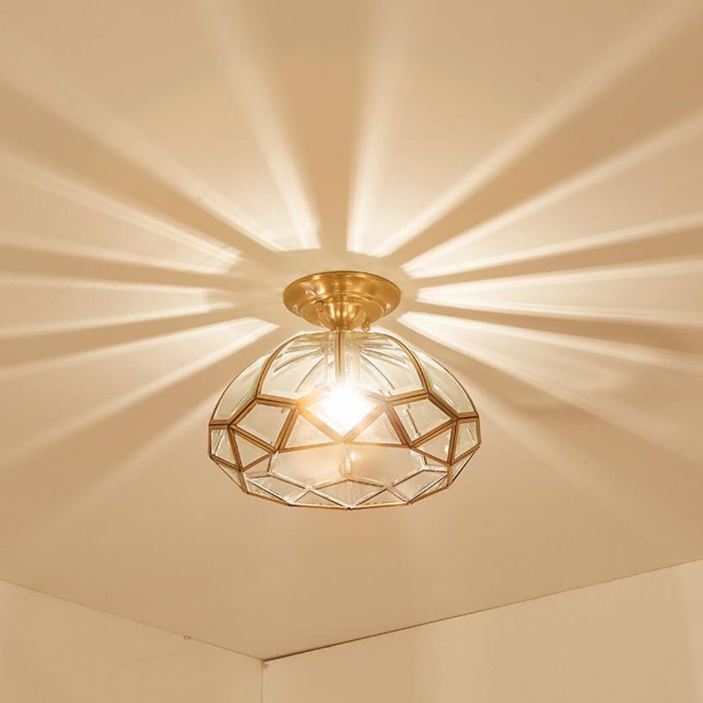 Deckenleuchte LQ Vintage Messing Geometrische Glas Schlafzimmer