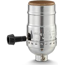 Lamp Parts 3-WAY TURN KNOB SOLID BRASS Medium Base Socket-Polished/Lacquered