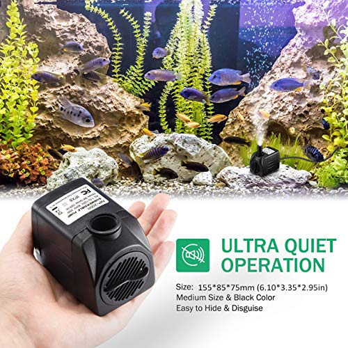 Homasy Upgraded 400GPH Submersible Water Pump with 36 Hours Dry Burning, 25W Fountain Water Pump with 5.6ft Power Cord for Aquarium, Pond, Fish Tank, Water Pump Hydroponics - Thumbnail 4