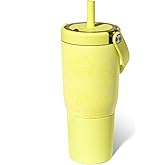 BrüMate Resa 25oz 100% Leakproof Travel Tumbler w/Handle & Straw | Flexible SoftSip Straw | Silicone Sleeve for Durability | Stainless Steel | Cup Holder & Travel Friendly Water Bottle (Citrus Daisy)