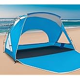 Beach Tent, Portable Sun Shelter for 2/3/4/6-8 Person with UPF 50+ UV Protection, Easy Setup Waterproof Beach Shade Canopy Cabana for Family Outdoor and Picnics, Fishing with Carrying Bag