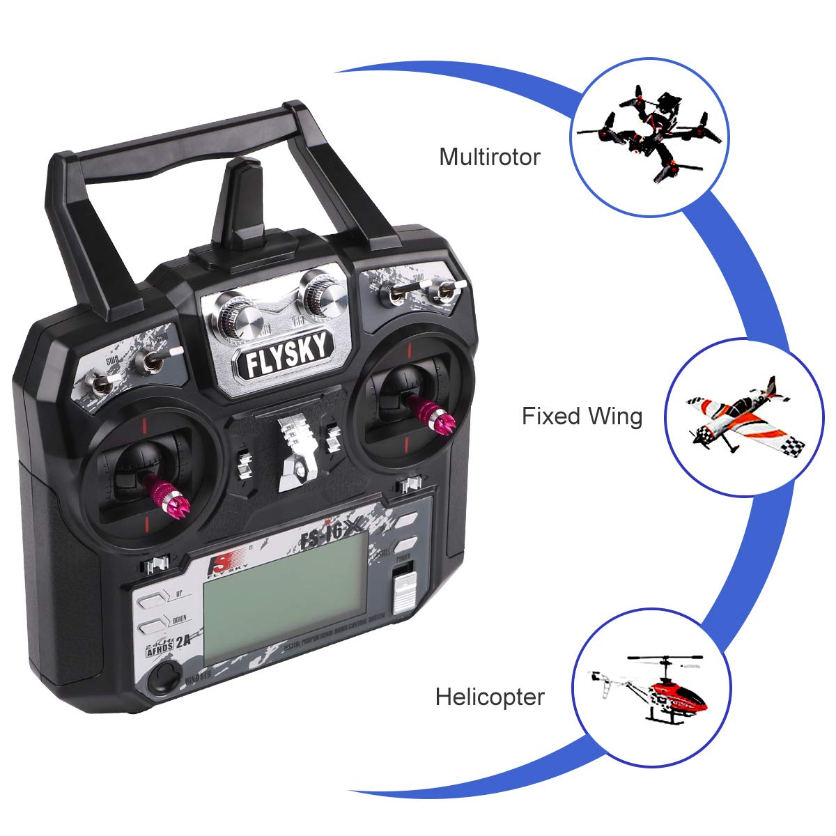 MODE2 Left Hand Throttle RC Transmitter with Flysky ia10b RC Receiver