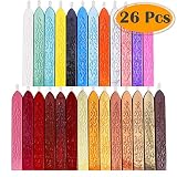 Anezus 26Pcs Antique Sealing Wax Sticks with Wicks for Postage Letter Retro Vintage Wax Seal Stamp, Assorted Colors