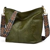 Hobo Bag for Women Crossbody Handbags Large Designer Ladies Bucket Purse PU Leather Shoulder Bags with Wide Shoulder Strap