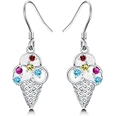 Ice Cream Earrings for Women 925 Sterling Silver Ice Cream Dangle Earrings Food Jewelry Gifts