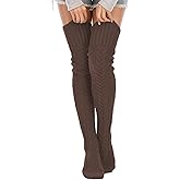 Leoparts Women's Cable Knitted Thigh High Boot Socks Extra Long Winter Stockings Over Knee Leg Warmers