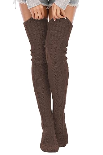 LAVA Women’s Winter Knee-High Cable Knit Socks – Over-Knee Thigh-High Warm Boot Socks