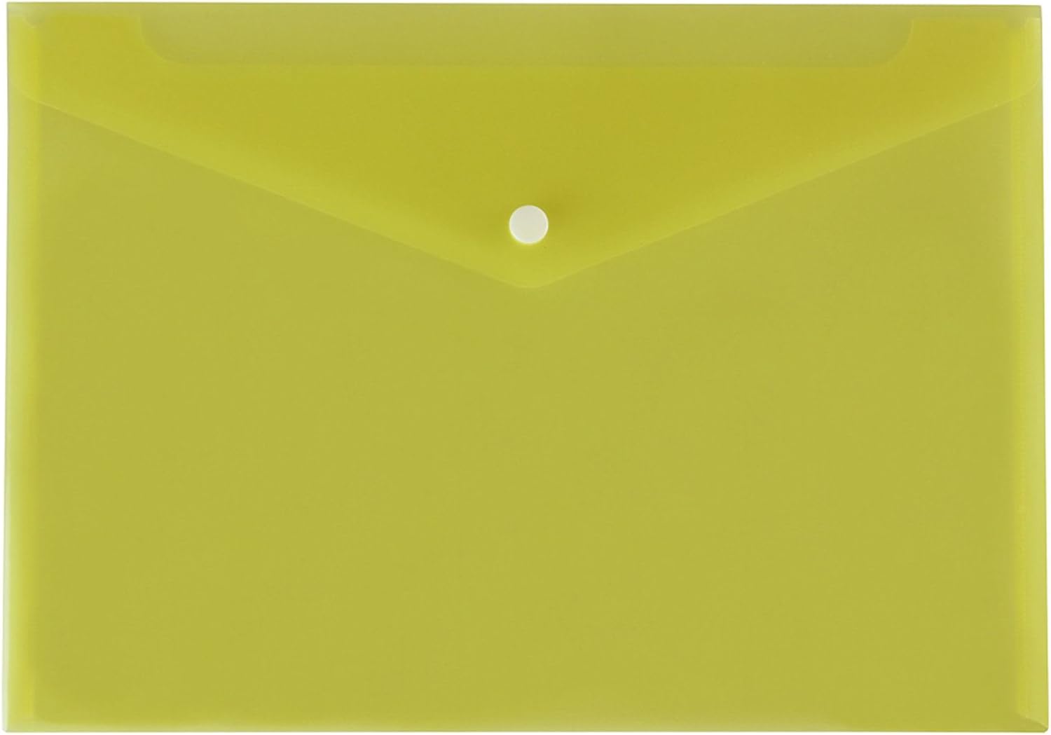1 x Yellow A4 Plastic Stud Popper Wallets Envelope Shaped Office