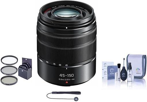 Amazon Com Panasonic Lumix G Vario 45 150mm F 4 0 5 6 Asph Lens For G Series Cameras Matte Black Bundle With Filter Kit Capleash Ii Cleaning Kit Camera Photo