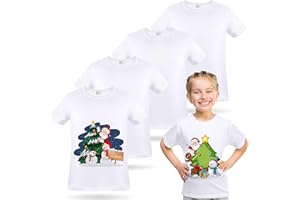 JENPEN 5 Pieces Toddler Blank Sublimation T-Shirt Modal Crew Neck Short Sleeve T-Shirt for Kids Baby Children Youth Tye Dying