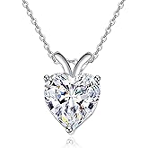 QMTIHU Heart Moissanite Necklace Sterling Silver Heart Moissanite D Color VVS1 Pendant Necklace Gift for Women Her