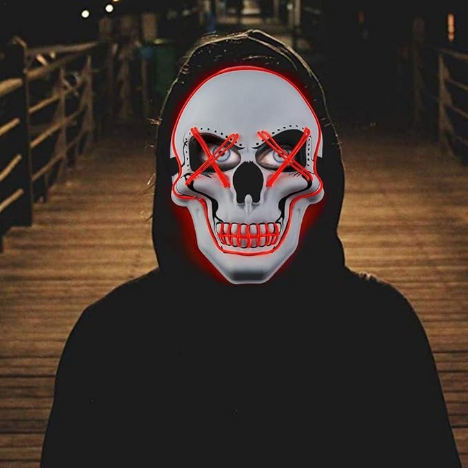 neversaynever Halloween LED Purge Mask Scary Skull Mask Cosplay