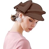 ORIDOOR Women Vintage 100% Wool Felt Flowers Bucket Cloche Bowler Hat Church Wedding Beret Hat