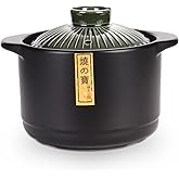 Ceramic Cooking Pot 2.1QT &ndash; Authentic Japanese Donabe Clay Pot &ndash; Earthenware Stew Pot for Slow Cooking, Casserole with Green Lid, Healthy &amp; Non Toxic