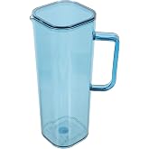 Beavorty Water Pitcher Acrylic Blue Handle 1200ml | Transparent Appearance, Spout for Easy Pouring, Ergonomic Handle, Fits in the Fridge