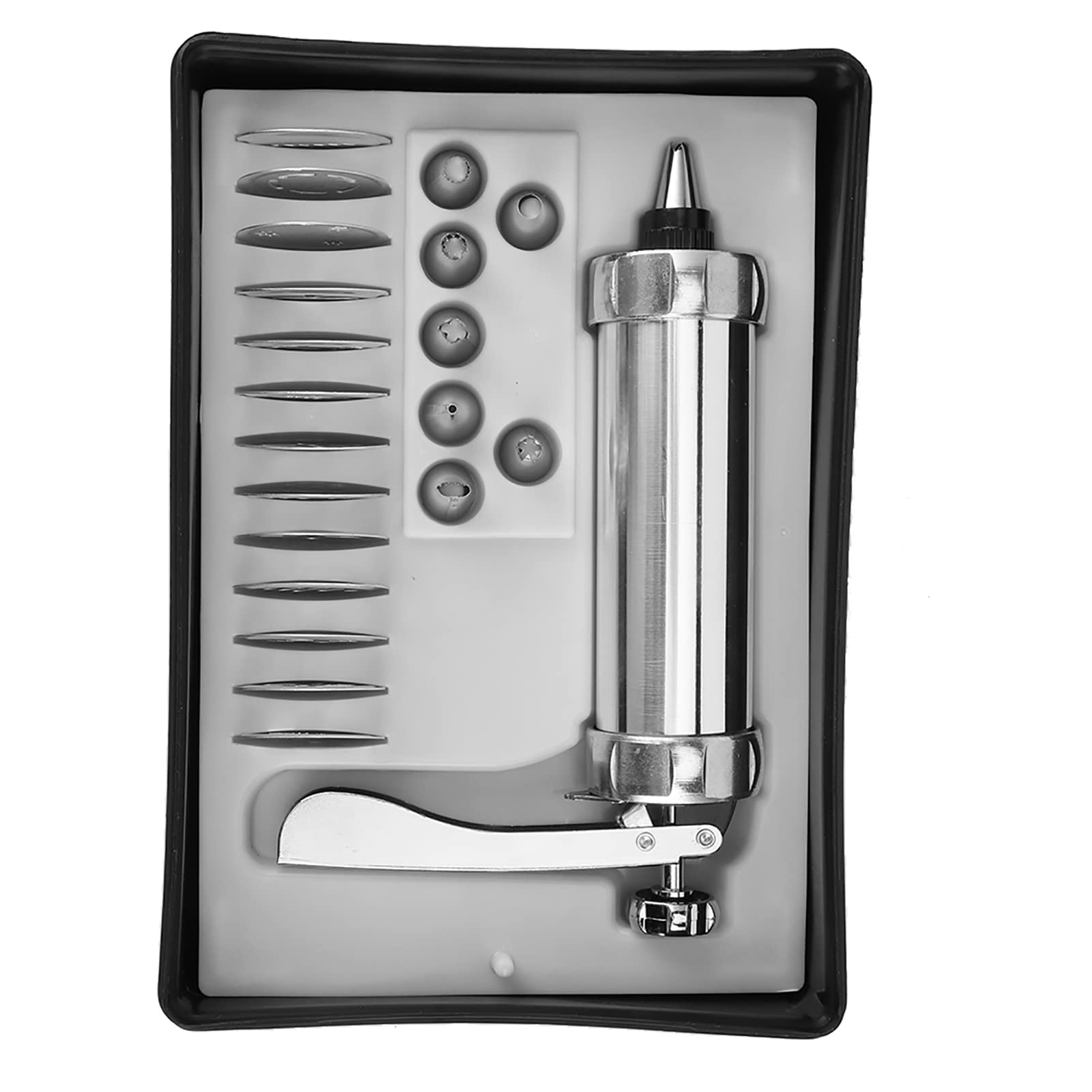 Cookie Gun Press Set, Stainless Steel Biscuit Extruder Press Cookie Gun Kit Set DIY Biscuit Maker Baking Decoration Supplies Pastry for Piping Cake Decorating Baking Tool