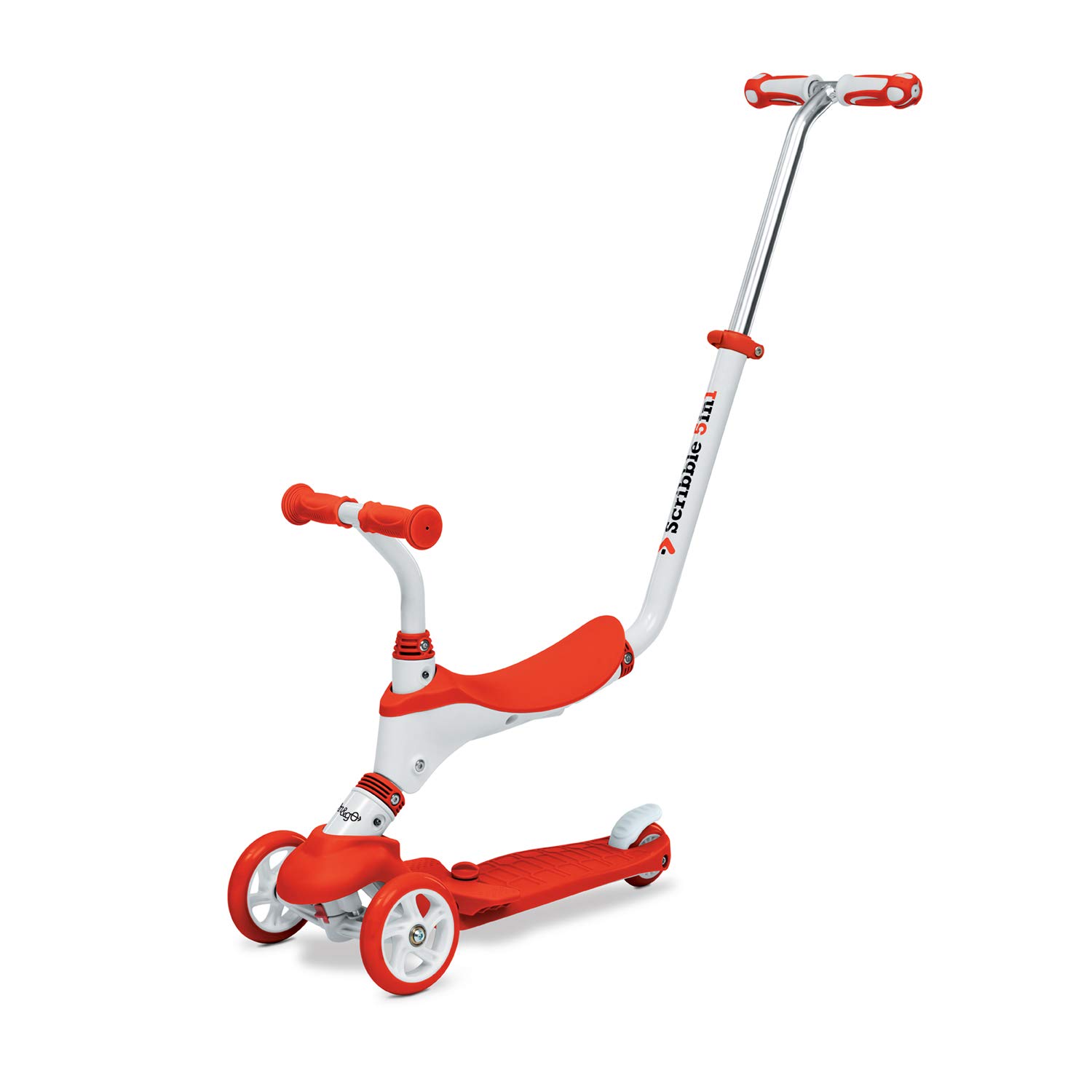 Mondo On&Go – Scribble Scooter for Children 5 in 1 – Seat, Soft Rubber Pedals and Large 3 Wheels – Ages 1 to 5 Years | Max 50 kg – Red – 28573