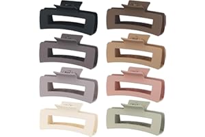 CHANDAT 4.1 Inch Large Hair Clips 8 Pcs Square Claw Clips for Thick Hair Big Hair Claw Clips Acrylic Banana Jaw Clips Hair Accessories for Women and Girls -Regular