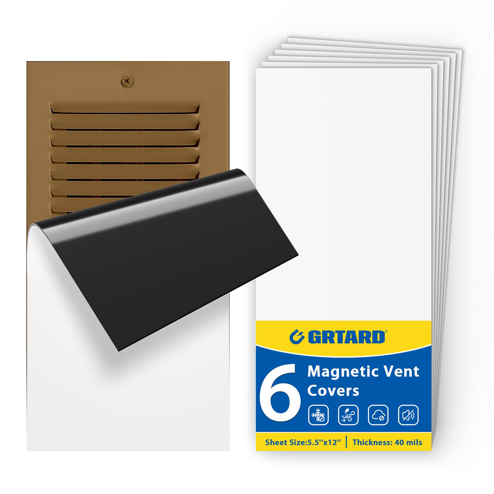 Photo 1 of Grtard Strong Magnetic Vent Covers, 6 Pack Magnet Vent Cover, 5.5" X 12" Magnetic Vent Cover, Vent Magnetic Cover, Air Vent Covers for Home Ceiling, Magnetic Vent Covers for Ceiling, Floor, Wall
