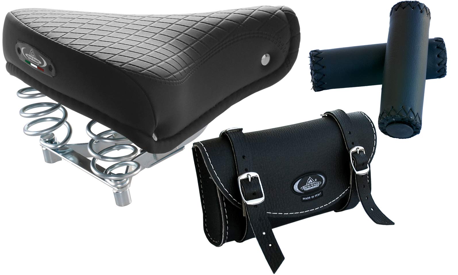 Tris Montegrappa (Black): Vintage Saddle 1750 Export + Bag 0016 + Grips