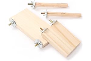 Bird Perches Stand, PietyPet Platform Natural Wood Parrot Perch Stand Budgie Cage Accessories Toy for Parakeets, Cockatiel, Parrot