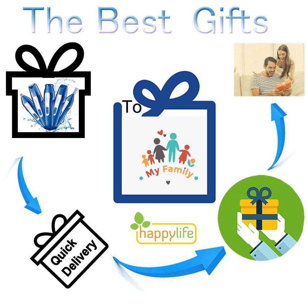 Mens Electric Shaver, 5 in 1 Nose Hair Trimmer USB Rechargeable Grooming Electric Razor / Eyebrow / Sideburns / Beard / Nose Ear Hair Trimmer for Men Women Waterproof Beauty Kit Rotary Shaver -BLUE