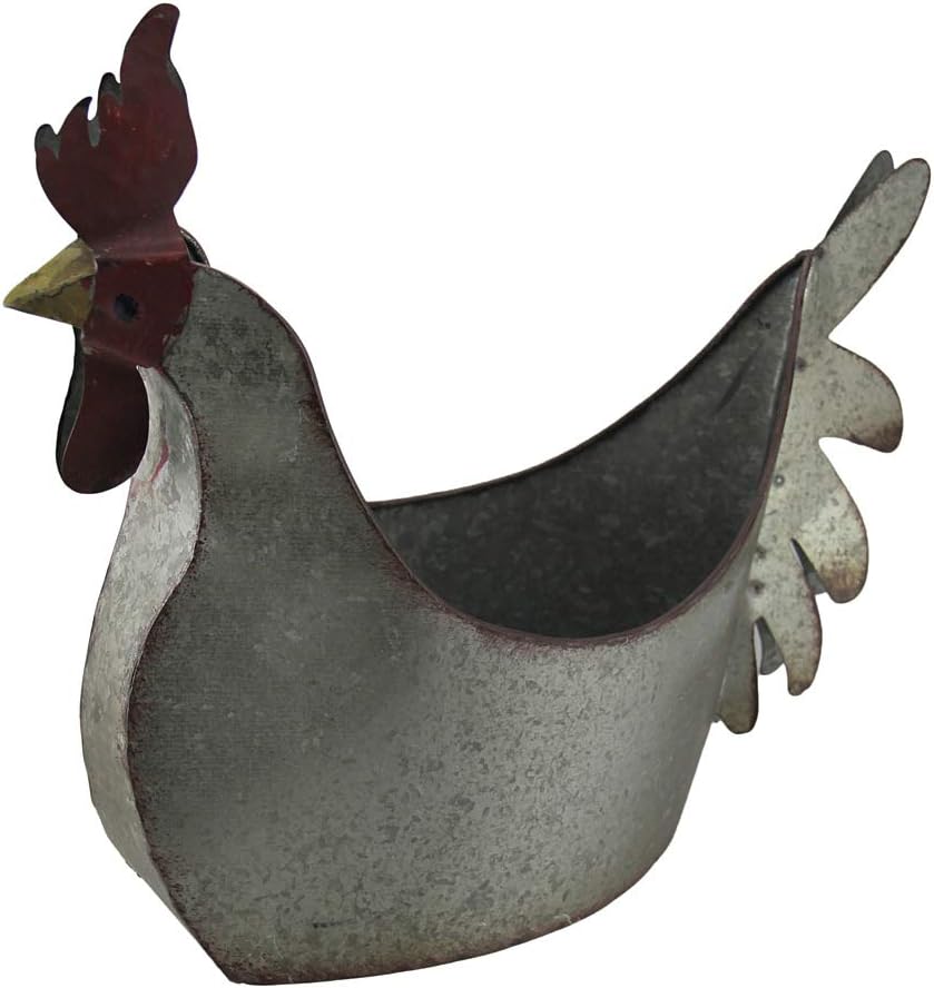 Galvanized Metal Indoor/Outdoor Rooster Planter