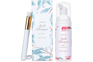 Eyelash Extension Cleanser 60ML Natural Lash Extension Shampoo Peach Professional Eyelid Foaming Cleanser with Salon and Home