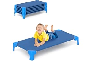Costzon Daycare Cots for Kids, 6 PCS Space-Saving Stackable with Sturdy Metal Frame, Comfy Oxford Cloth, Easy Assembly Requir