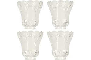 XIDING Clear & Frosted Ceiling Fans Light Covers Glass Shade, Transitional Style Replacement Glass Shade with Standard 2-1/8" Fitter Size, 4-4/5" high x 5" Diameter, Pack of 4