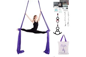 F.Life Aerial Silk 10 Yards Kit Durable Aerial Yoga Hammock with Hardware & Guide Aerial Swing for Acrobatic Flying Yoga