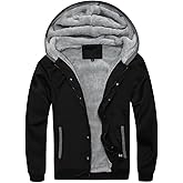AOTORR Men’s Fleece-Lined Zip Up Hoodie Thick Hooded Warm Jacket Button Down Outwear Winter Coat