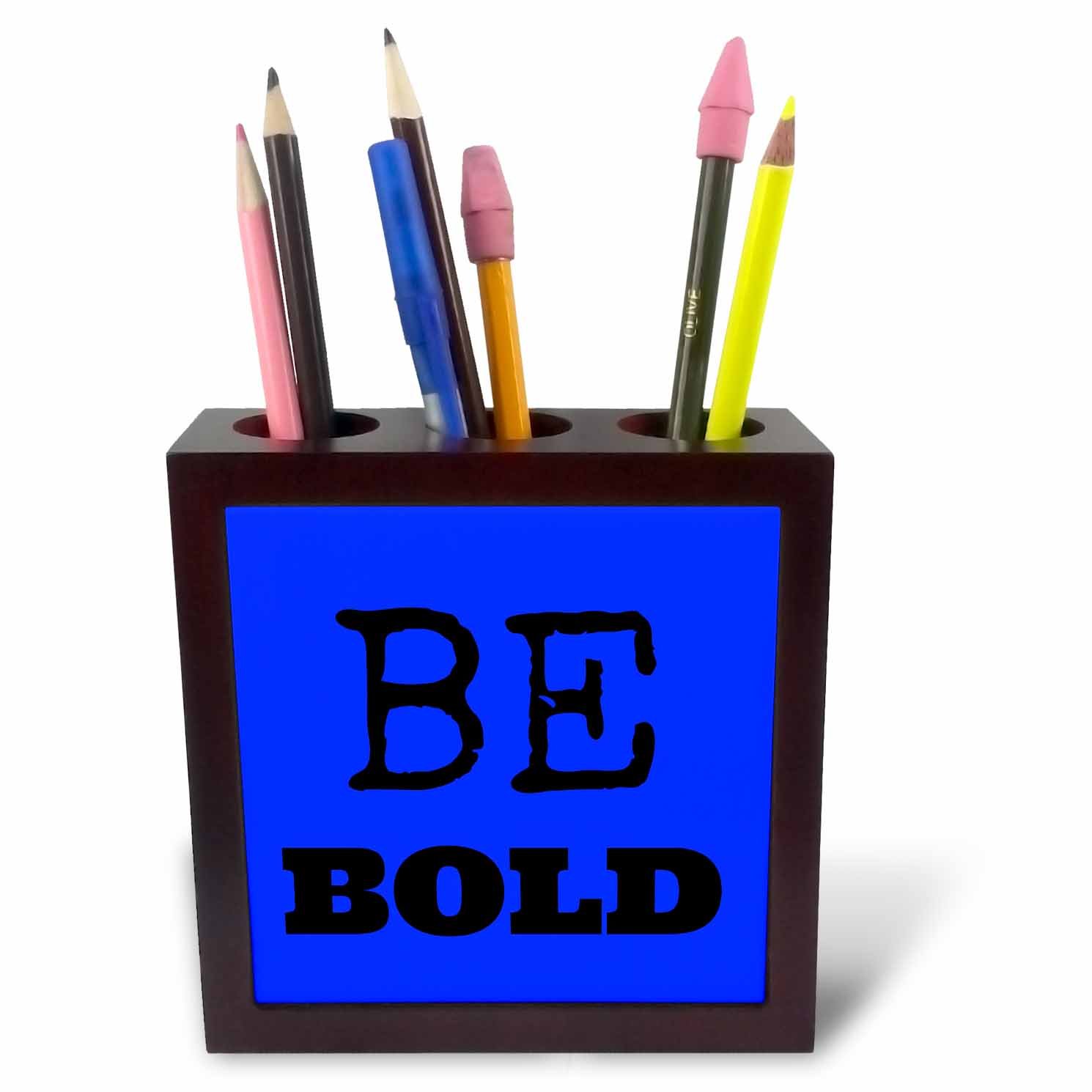 3dRose Bold, Blue Background-Tile Pen Holder, 5-Inch (Ph_180104_1)